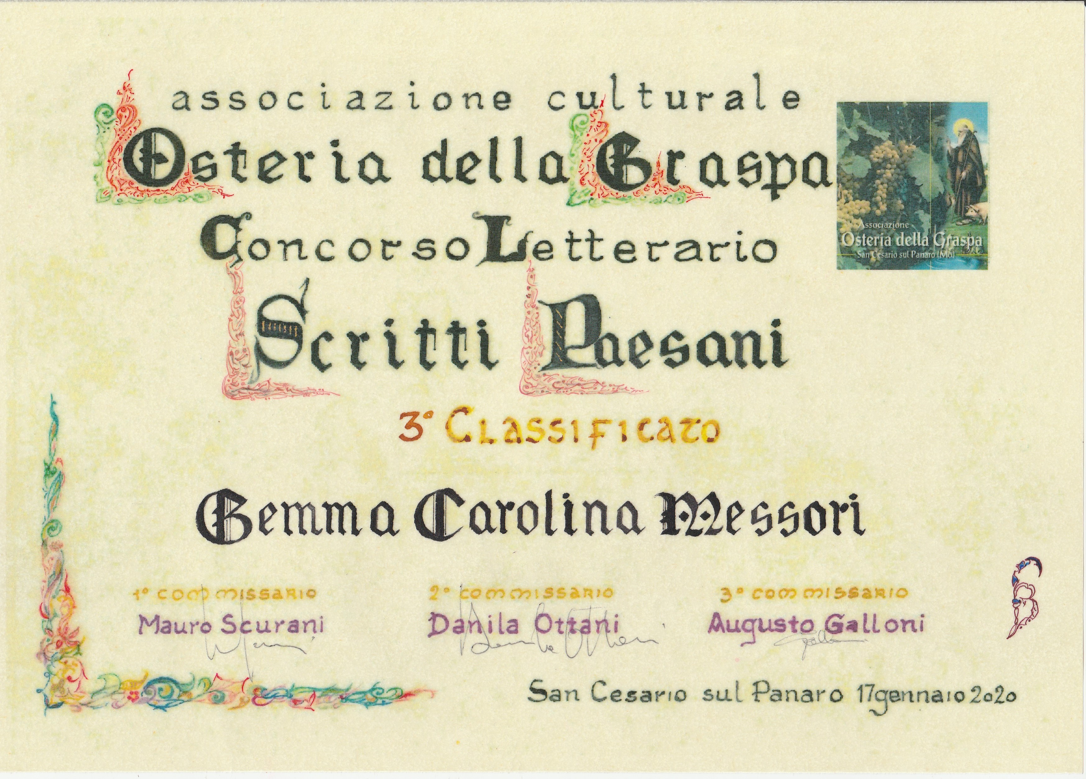 Premio 'Scritti Paesani'.